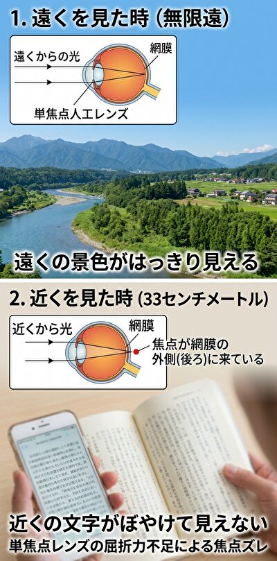 縮小人工レンズ遠景 近景ボケ